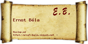 Ernst Béla névjegykártya